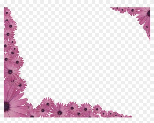 Bright Floral Corner Border In Pink Color, Rectangular - Flower Border Transparent Background