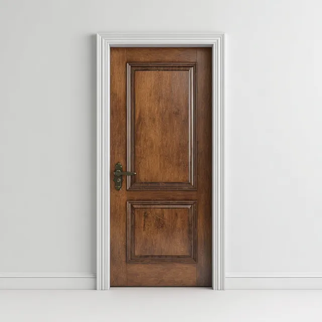 Brown Panel Door on White Background