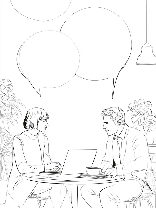 Business Conversation: Simple Line Art Illustration