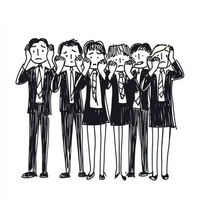 Business Team Reacting to Disturbance