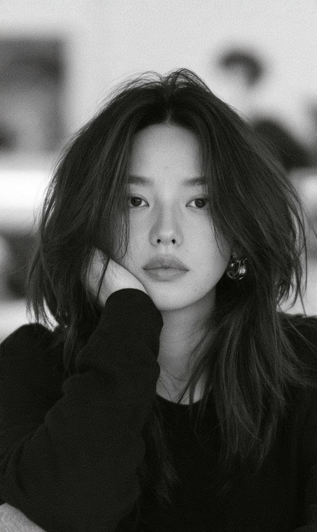 Candid Black and White Portrait of a Young Woman Deep in Thought