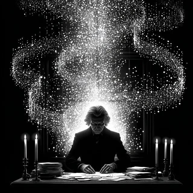 Candlelit Writer in Smoky Jazz Café