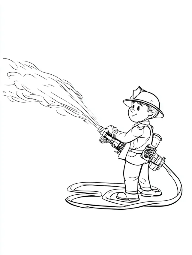 Free: Cartoon Firefighter Coloring Page for Kids - nohat.cc