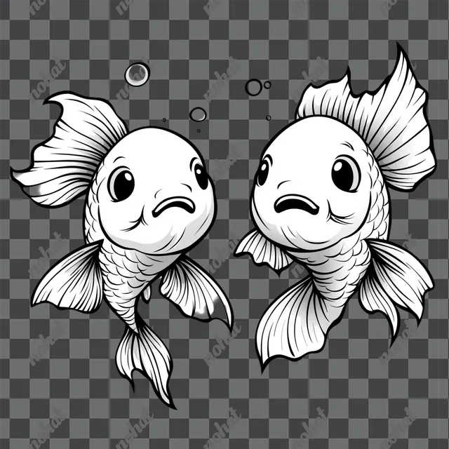 Cartoon Koi Fish Coloring Page for Easy Vectorization