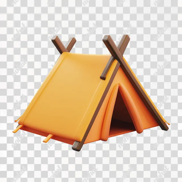Charming 3D Tent Icon: Cute Cartoon Style Illustration