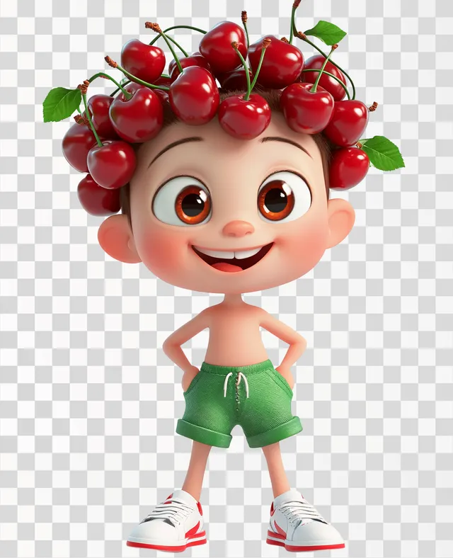Charming Baby Boy with Cherry Hair in Pixar Style