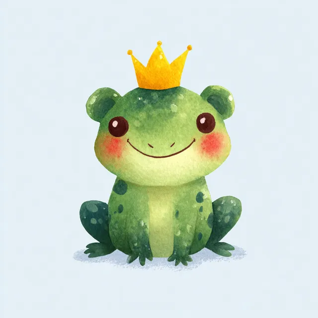 Charming Cartoon Frog with Crown