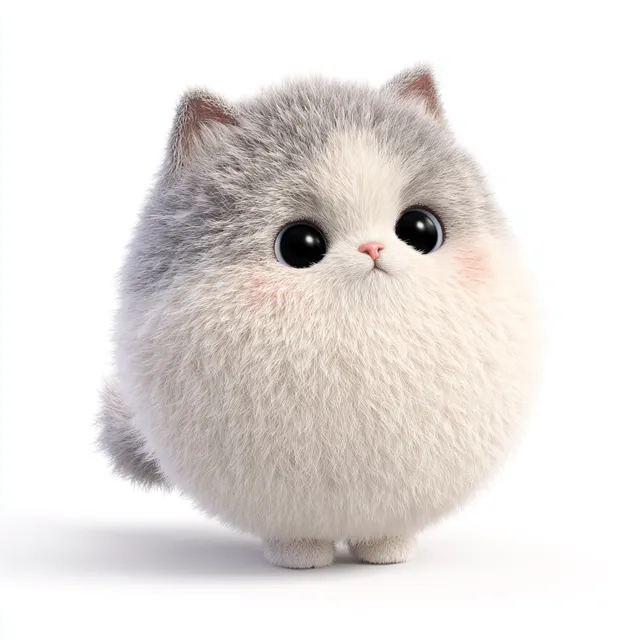 Charming Fluffy 3D Cat with Pixar Style