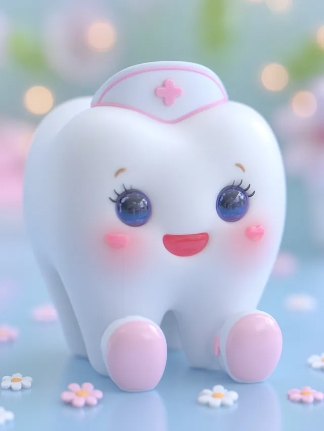 Cheerful 3D Cartoon Tooth Character in Dental Office