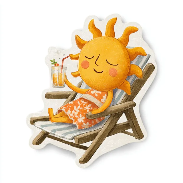 Cheerful Sun Relaxing on the Beach