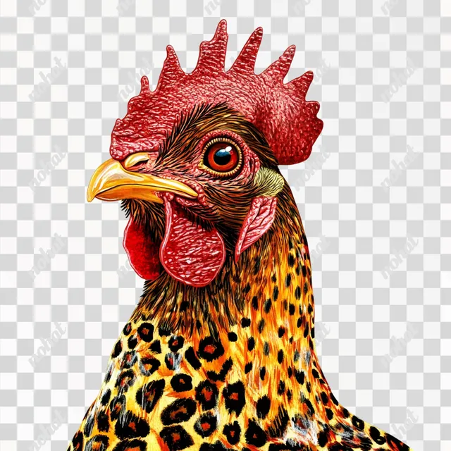 Chic Chicken: A Bold Leopard Print Clipart Creation
