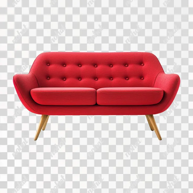 Chic Modern Red Sofa with Wooden Legs