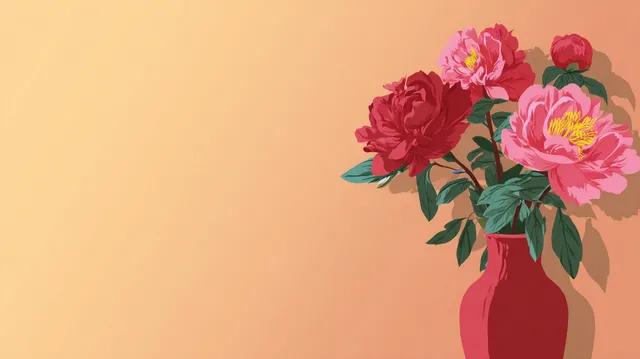 Chinese Aesthetic Peonies in a Vase