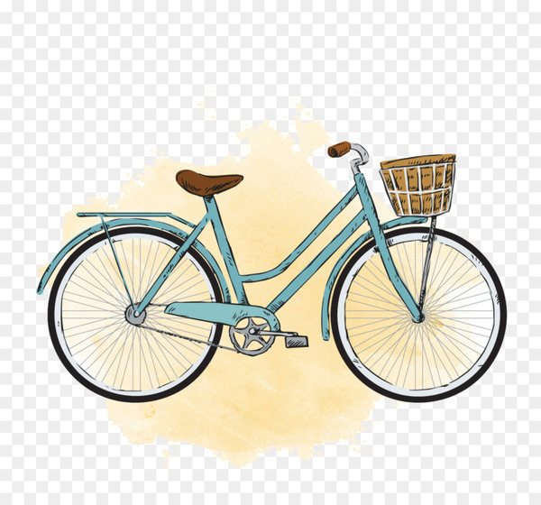 City bicycle Watercolor painting Vintage clothing - Cartoon bicycle 