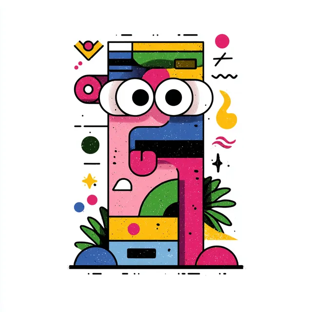 Colorful 90's Minimalist Street Art Illustration