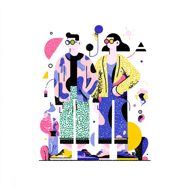 Colorful 90's Street Art Illustration