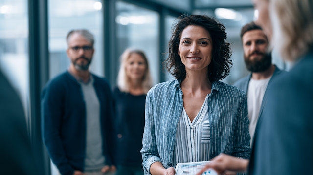 Confident Business Professional Presenting Financial Insights