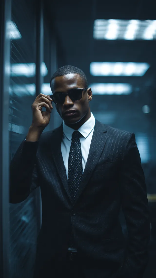 Confident Businessman in Suit with Sunglasses