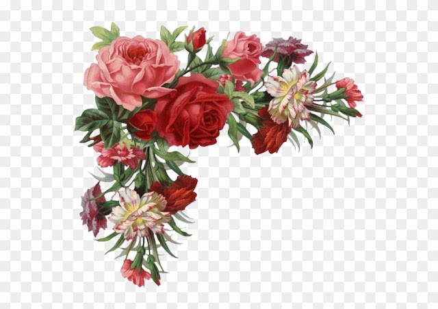 Corners For Decoupage - Vintage Flower Border Png