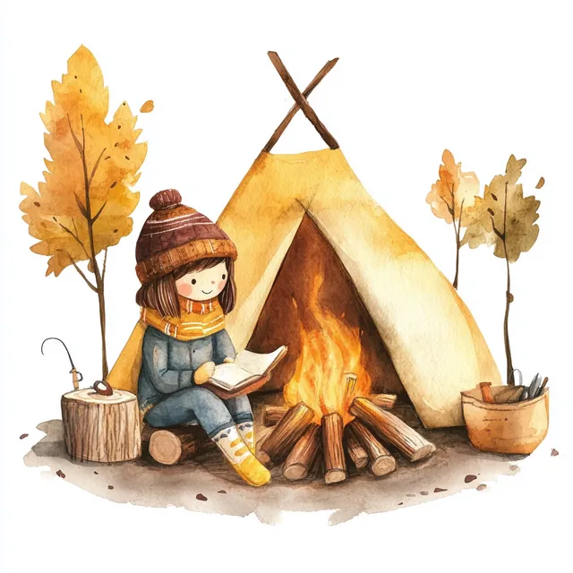 Cozy Glamper Campfire: A Whimsical Watercolor Adventure for Kids