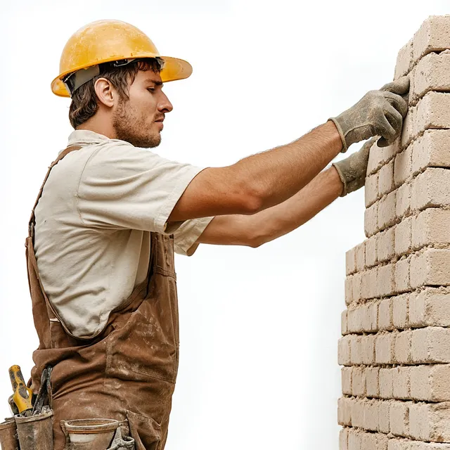 Crafting Strength: A Bricklayer's Wall in Progress