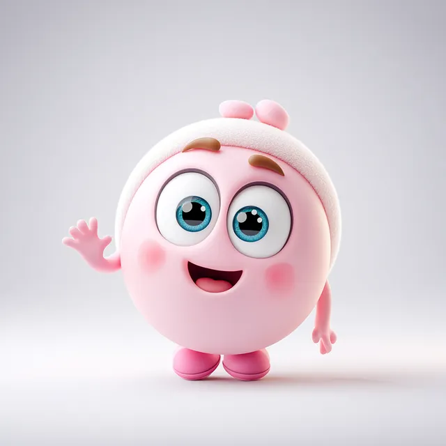 Cute 3D Pink Character in Disney Animation Style