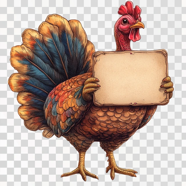 cute and adorable whimisical full body turkey cutout, full b