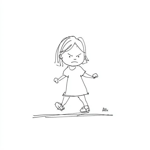 Cute Angry Girl in Anime Style