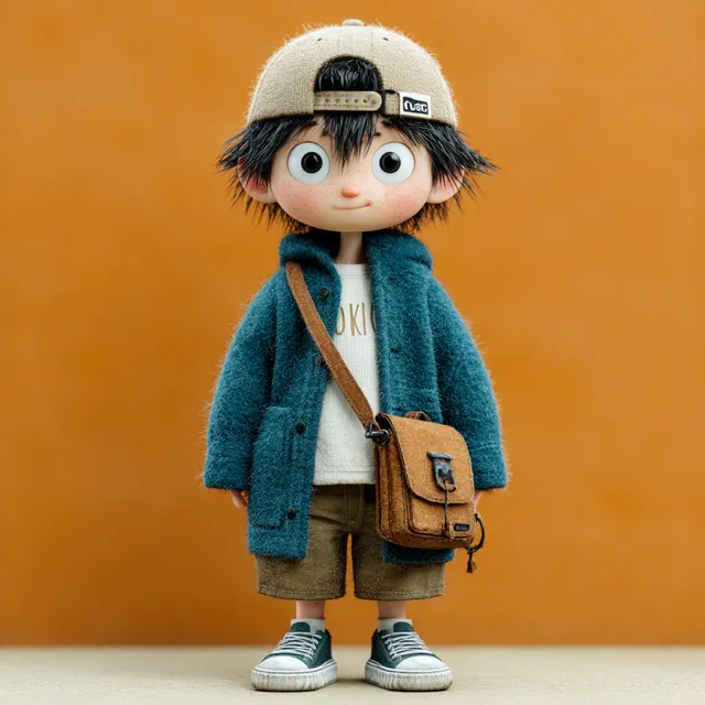 Cute Asian Boy in Casual Attire with Schoolbag