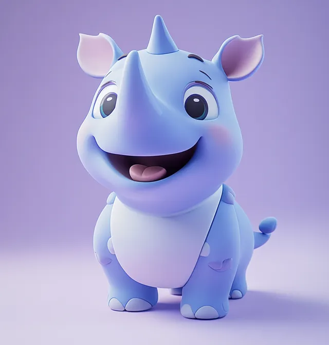 Cute Cartoon Blue Rhinoceros Toy Design