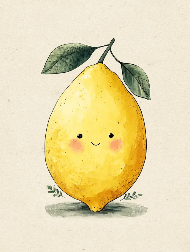 Cute Cartoon Lemon Character