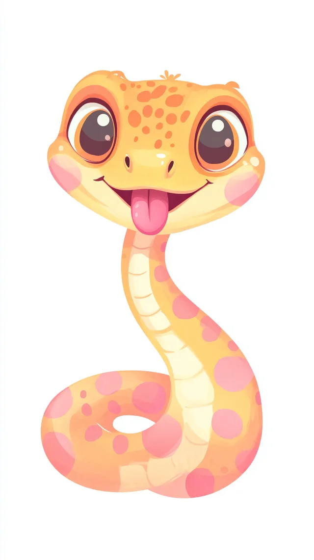 Cute cartoon snake icon, smiling and winking with tongue out, clipart