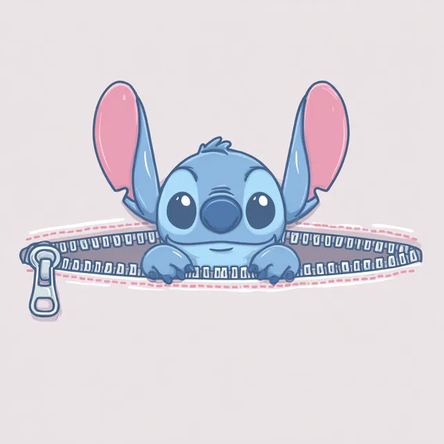 Cute Cartoon Stitch Peeking from Zipper