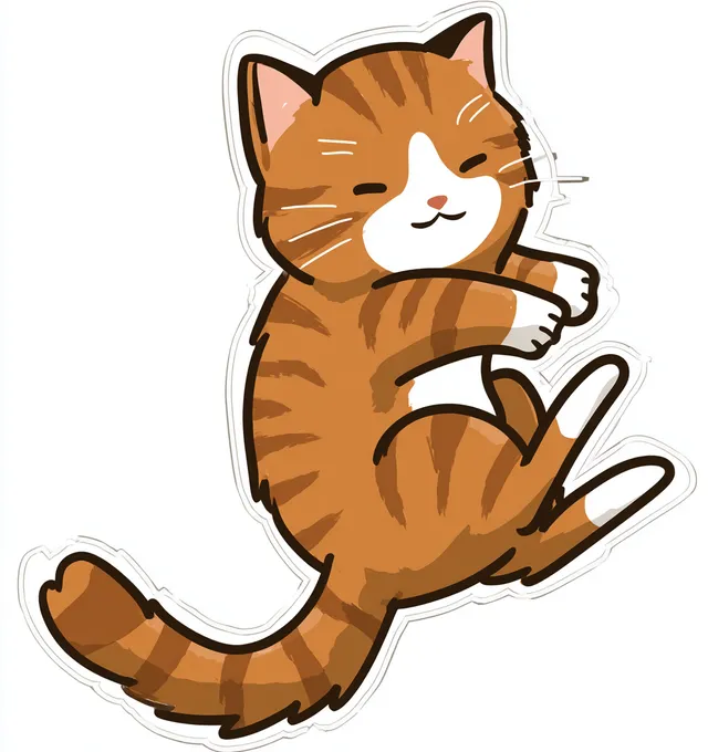 Cute Cartoonish Tabby Cat Playing