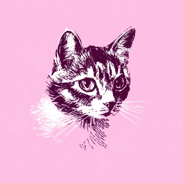 Cute Cat Illustration on Pink Background