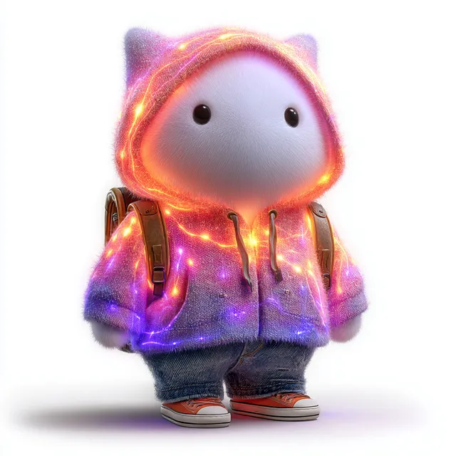 Cute Digital Mascot in Neon Colors