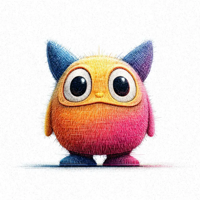 Cute Digital Mascot with Neon Colors