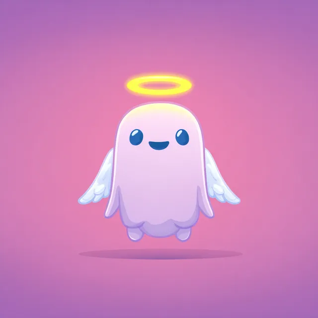 Cute Minimalist Cartoon Angel Character
