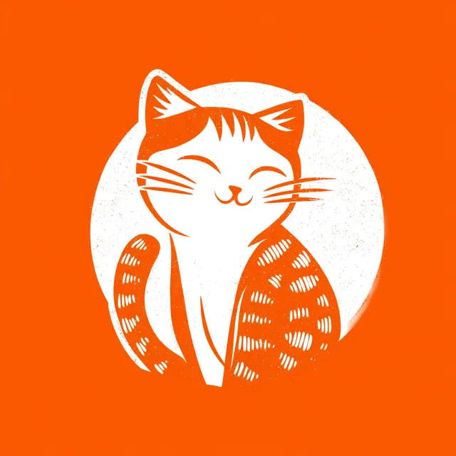 Cute Orange Tabby Cat Logo Design