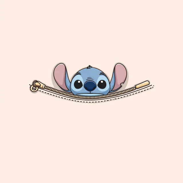 Cute Stitch Peeking from Open Zipper