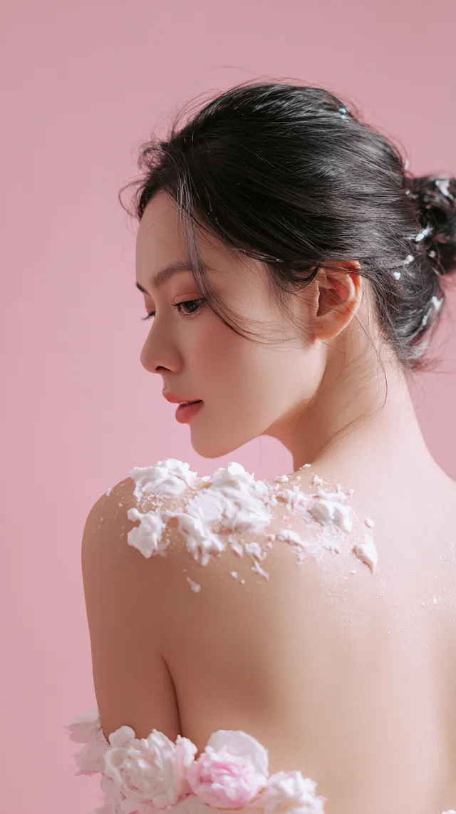 Delicate Beauty: Asian Model with Natural Foam