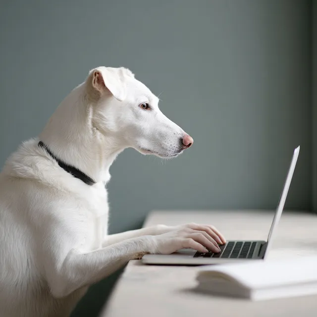 Dog Typing on Laptop