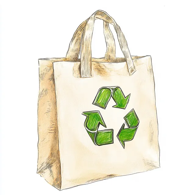 Eco-Friendly Cream Tote Bag with Green Recycling Logo