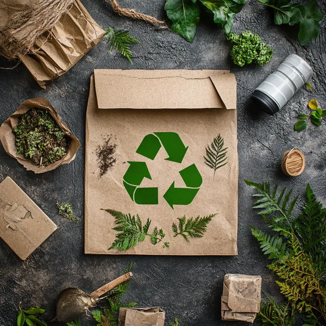 Eco-Friendly Paper Bag with Recycling Symbol for Sustainable Living