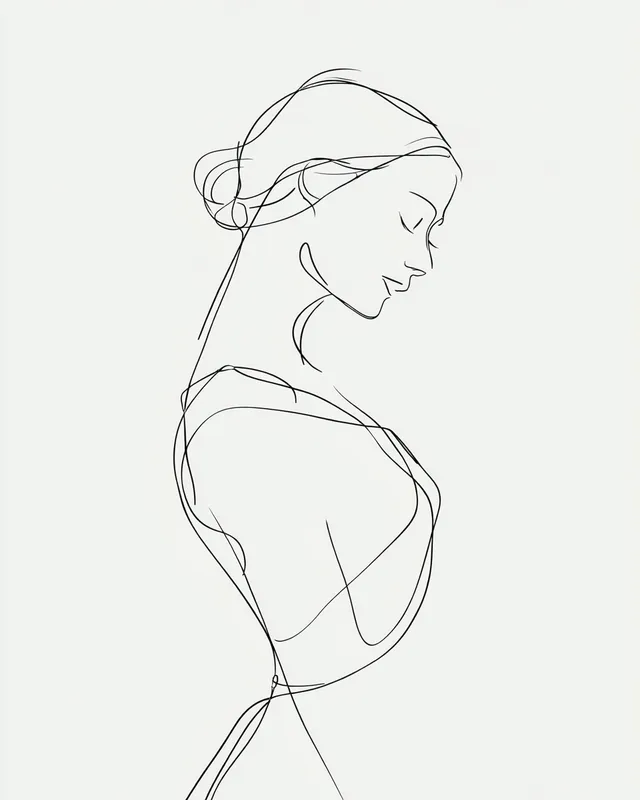 Elegant Continuous Line Drawing Portrait