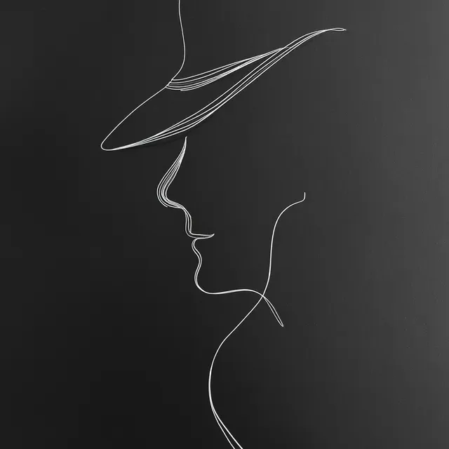 Elegant Detective Profile in Minimalist Continuous Line Art