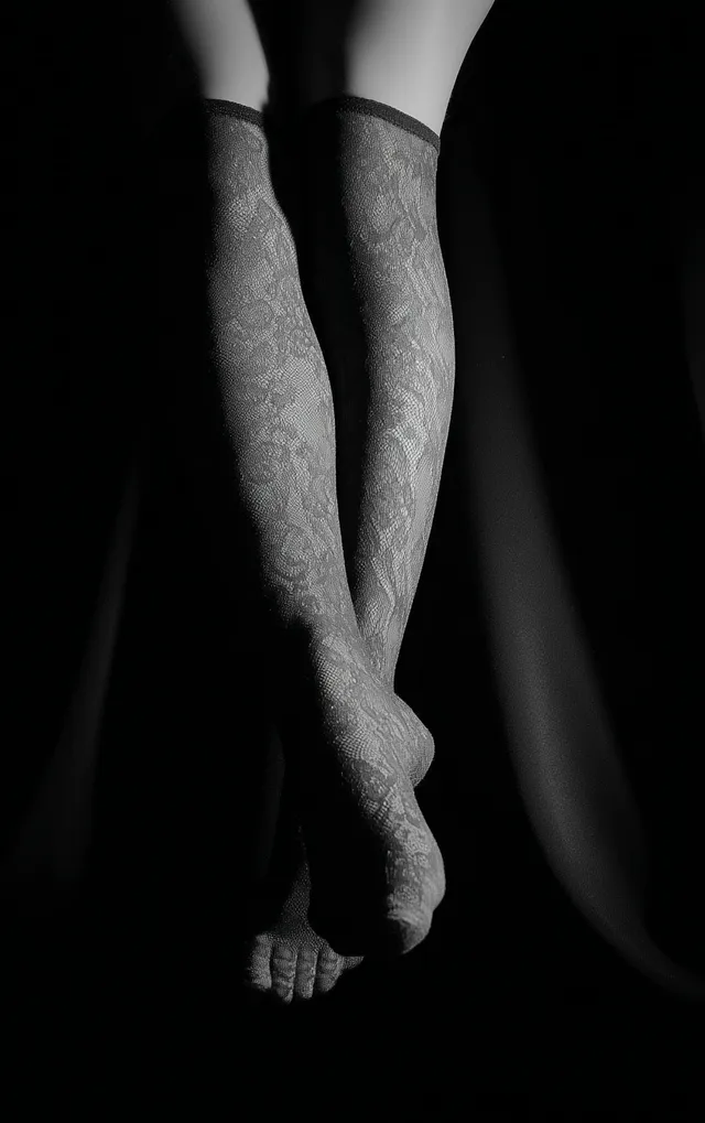 Elegant Female Legs in Sheer Stockings