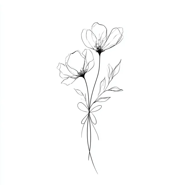 Elegant Minimalist Flower Line Art