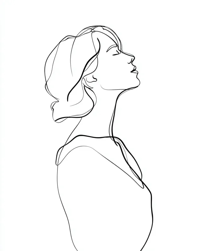 Elegant Minimalist Line Drawing Portrait