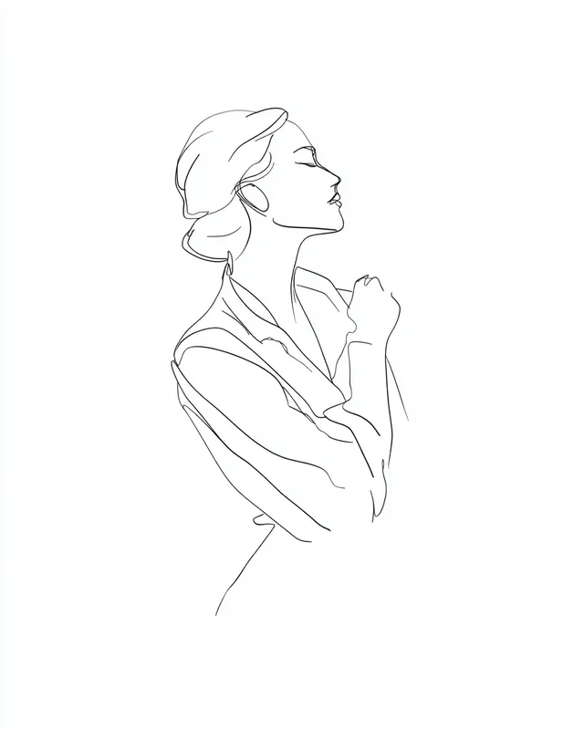 Elegant Minimalist Line Drawing Portrait